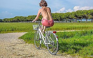 Natural Redhead Takes A Bike Ride In The Ass, Fetish, Latex, Outdoor, Panties